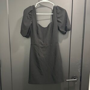 French Connection Black Mini Dress with Puff Sleeves
